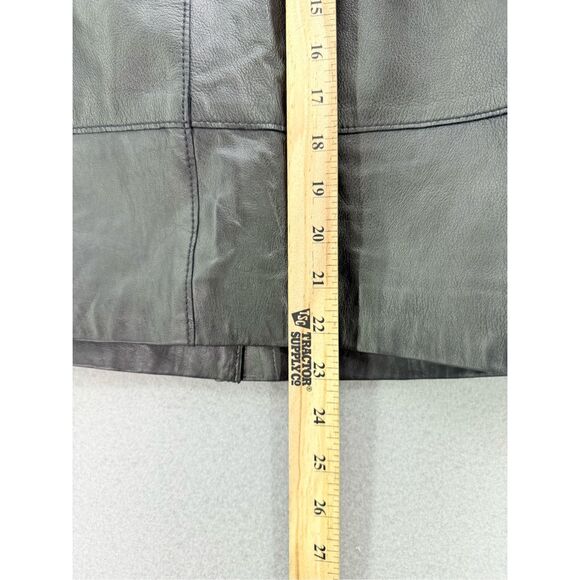 Sejour Womens Black Leather Flat Front Straight & Pencil Skirt Size 16W - Picture 4 of 10